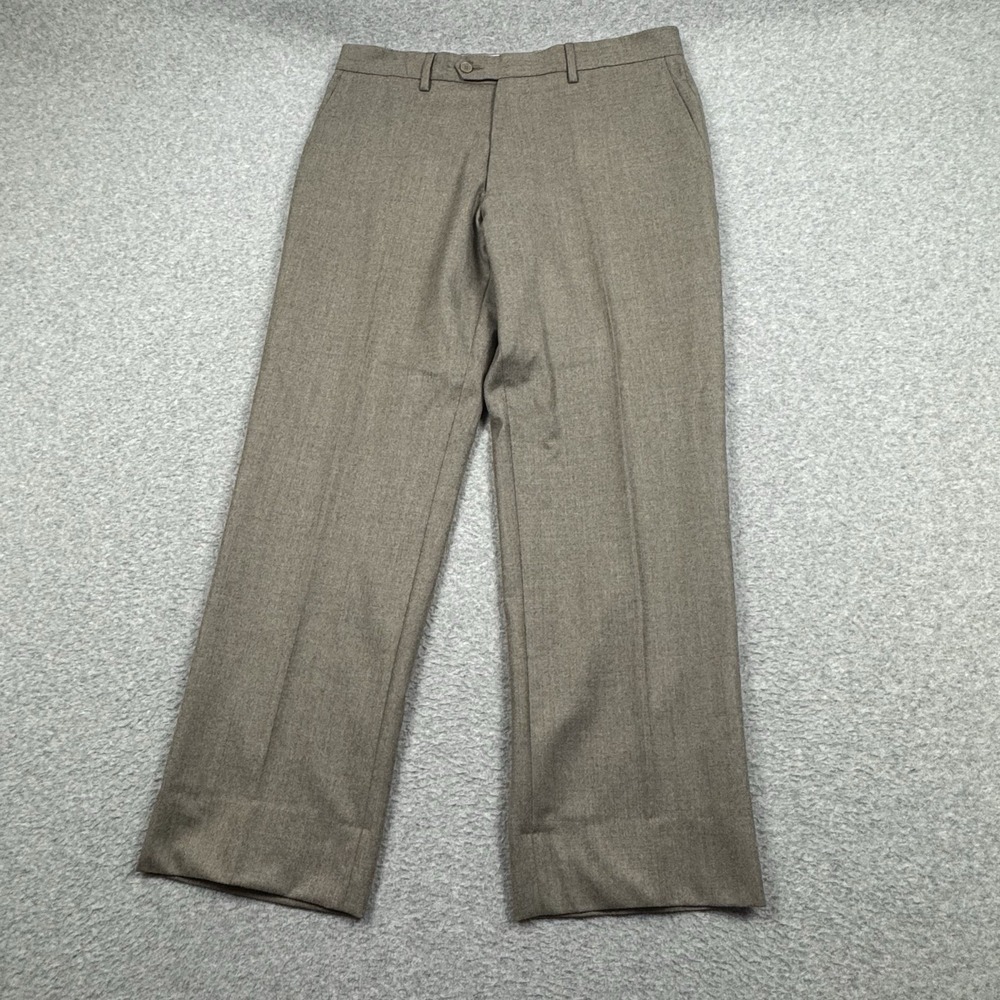 Vitale Barberis Canonico Super 130's New Wool Dress Pants Mens 34x29‎ Gray Brown